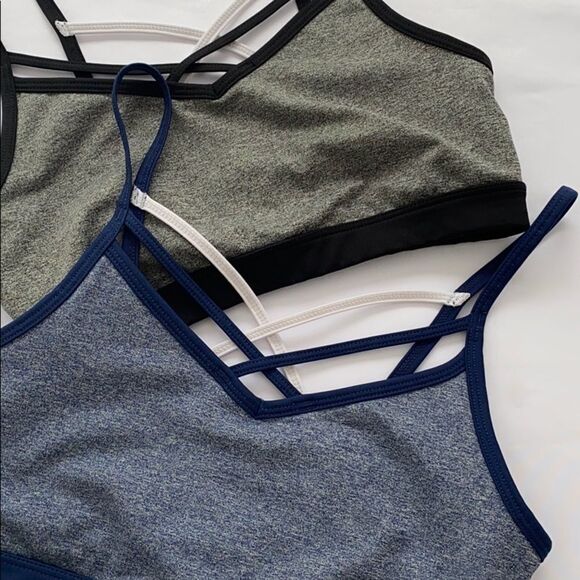 Reebok Women's Front Interest V-Neck Seamless Heather Blue/Grey Size XS - Picture 3 of 12